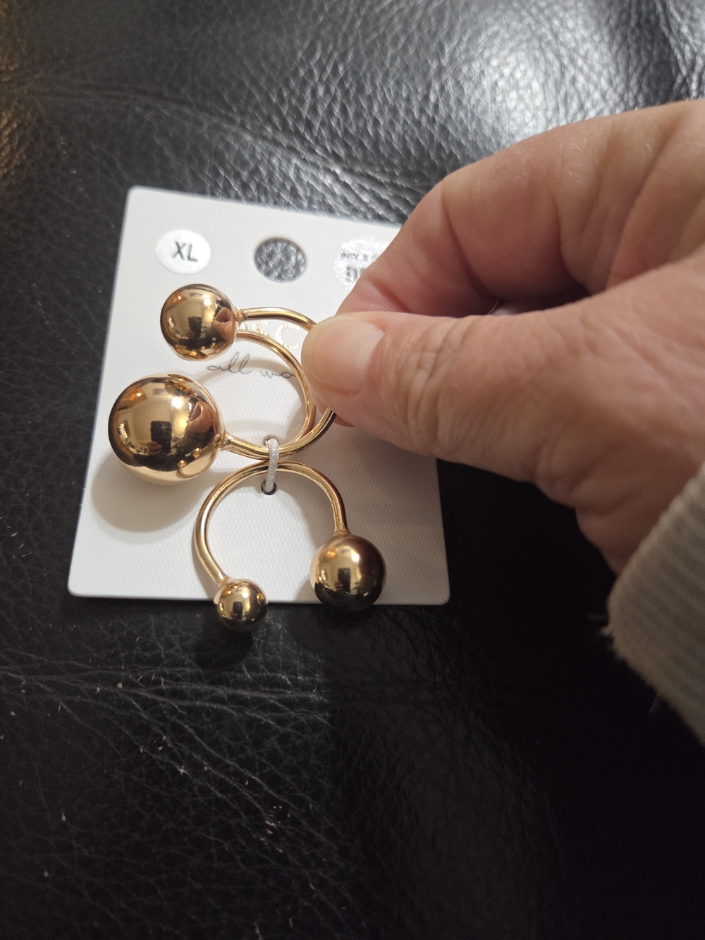Gold-Tone Multi-Ball Statement Ring - Picture 3 of 7